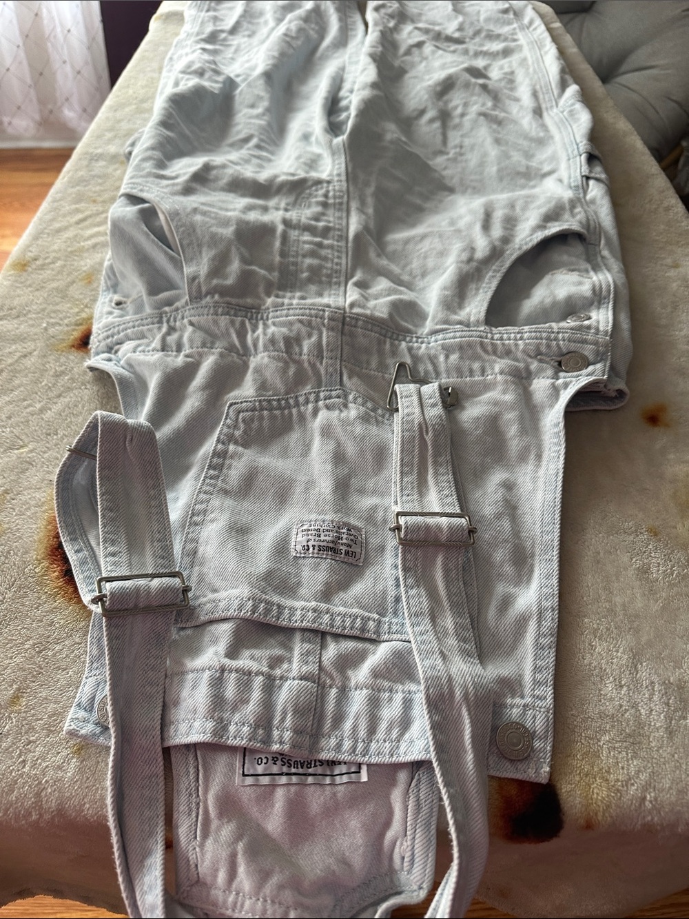 Levi's Light Gray Denim Bib Overalls - Picture 2 of 7